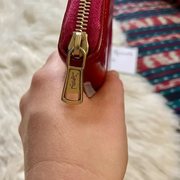 Saint Laurent Wallet YSL Yves Barbie Pink Patent Zip Around Continental Clutch - Picture 5 of 15